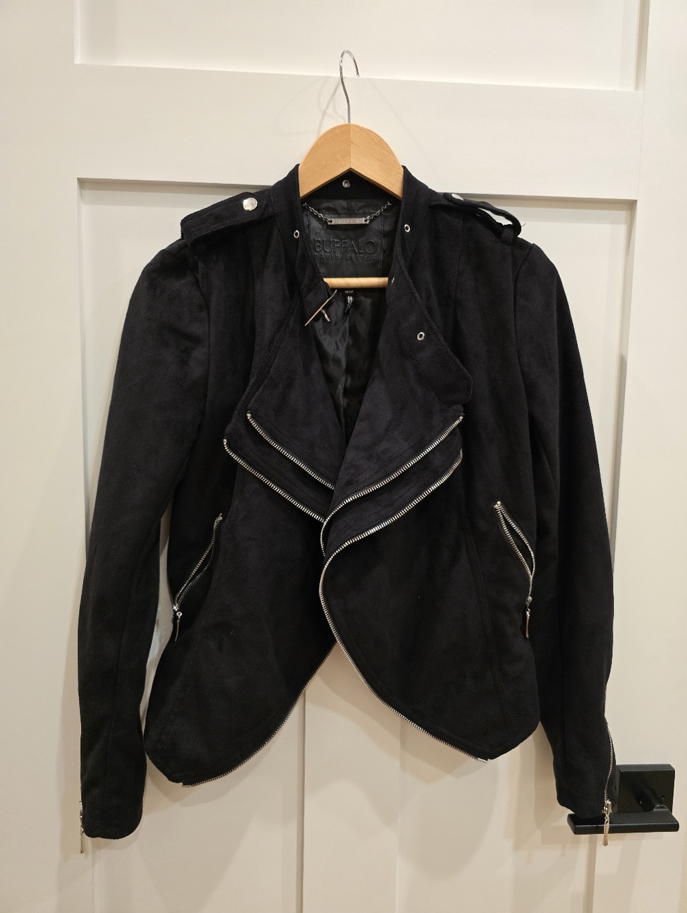 Buffalo David Bitton Black Suede Asymmetric Moto Jacket